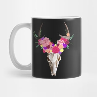 Floral Deer Skull Mug